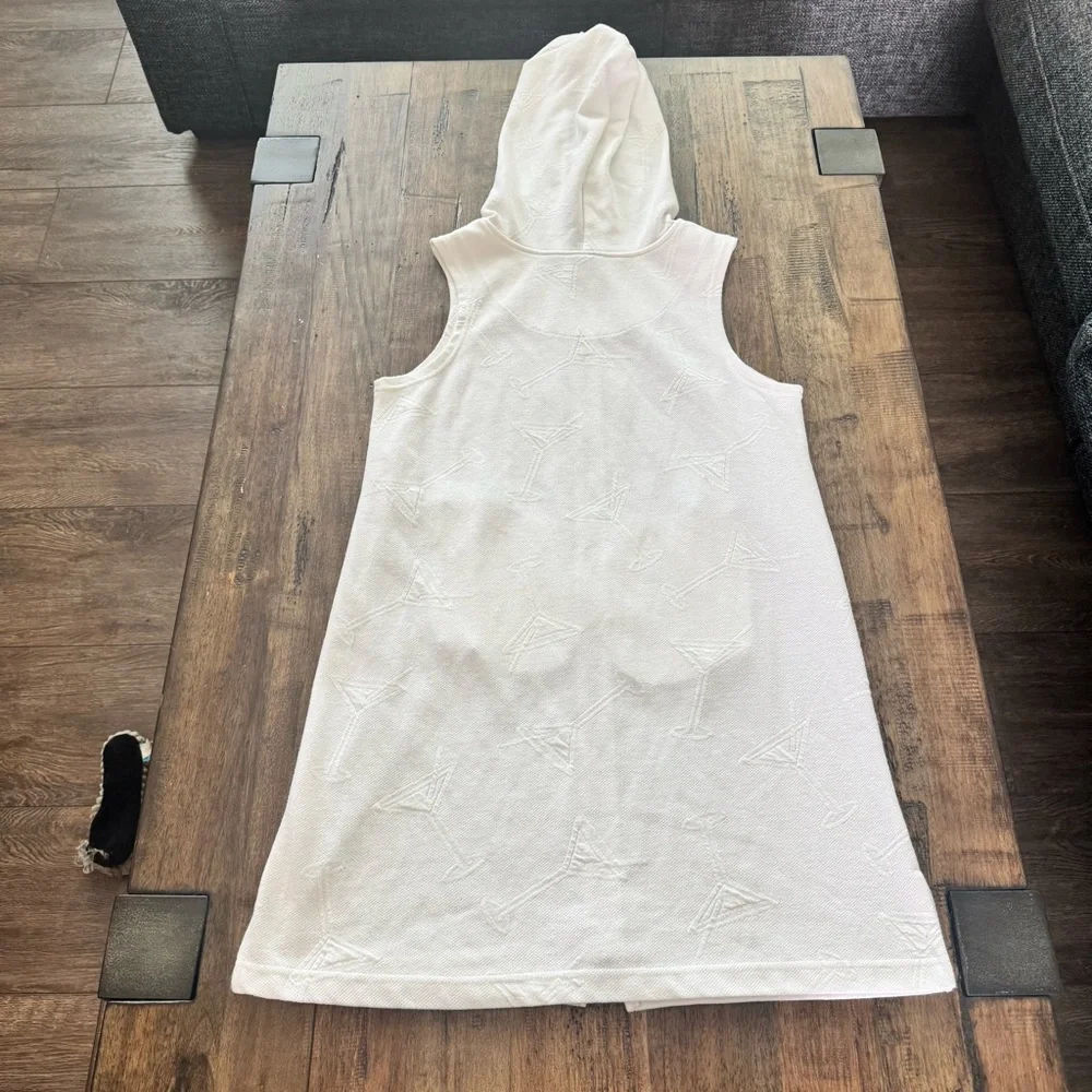 NWOT Kim Rogers White Martini Glass Hooded Swim Cover Up Vest Size Small‎
